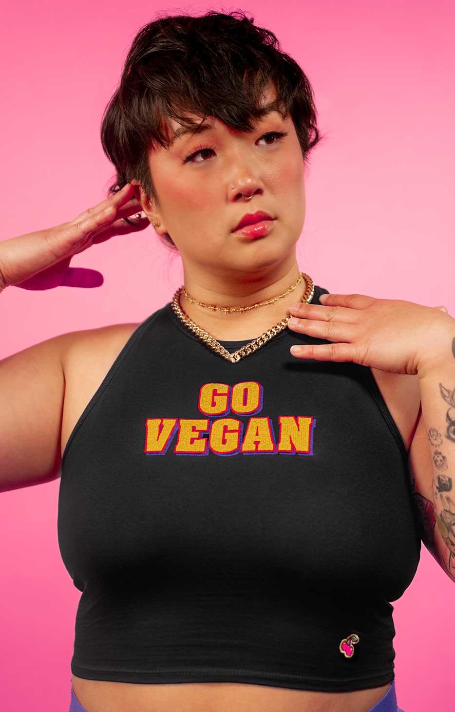 Go Vegan- Racerback Tank Top in Black