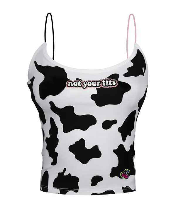 Cow Print- Elastic Strap Crop Top